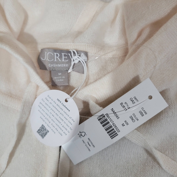 J Crew Cashmere full-zip sweater-hoodie BJ611 Size M NWT in Snow Travel - Picture 6 of 6